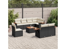 Conjunto de sofás de jardín de 9 piezas DKD Home Decor con cojines de mimbre negros