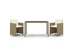 Maison Exclusive - Set Comedor De Jardín 3 Pzas Con Cojines Ratán Sintético Beige