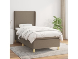 Cama Box Spring Con Colchón Tela Gris Taupe 80x200 Cm