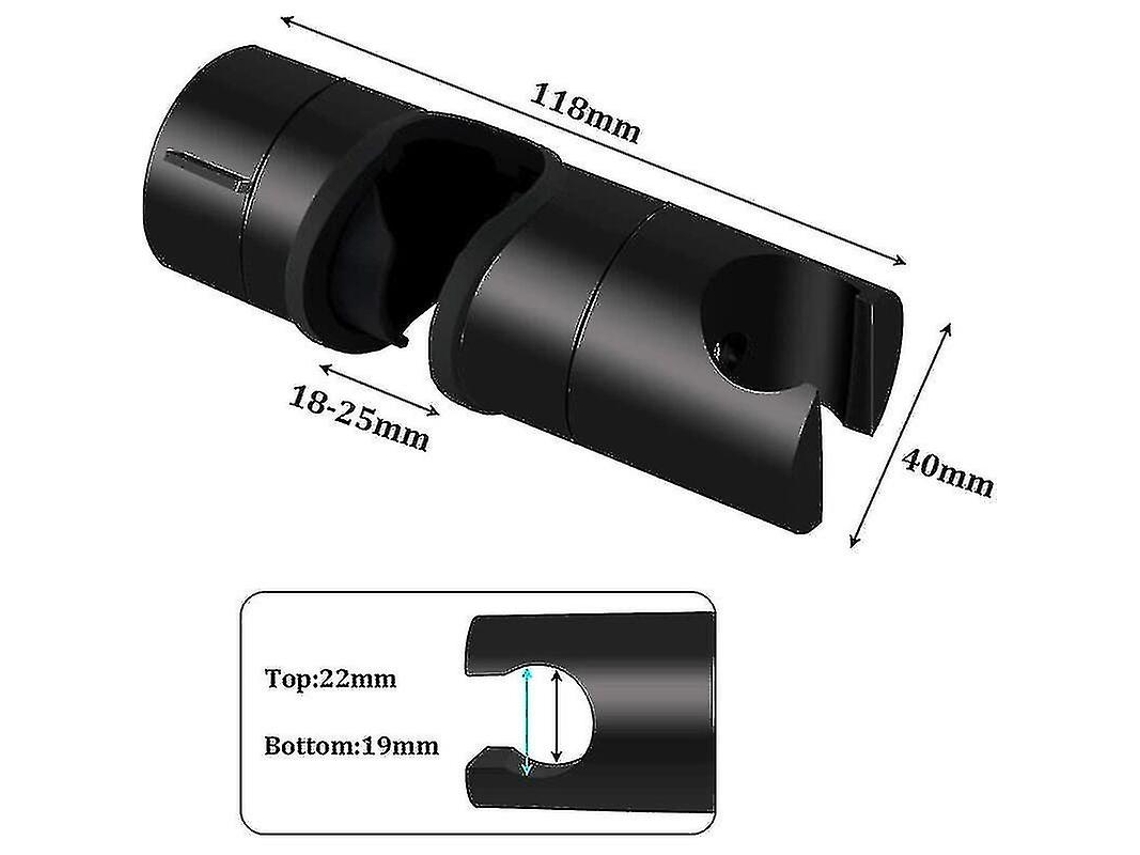 Soporte De Ducha Universal Negro Para Barra 18-25mm, Abs Sólido, Actualizado, Instalación Sin Herramientas, 360° Gireable