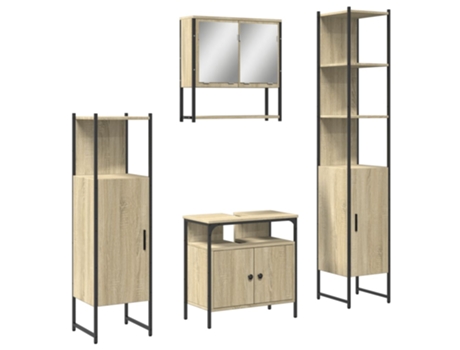 Conjunto 4 de muebles de baño VIDAXL contrachapada roble Sonoma