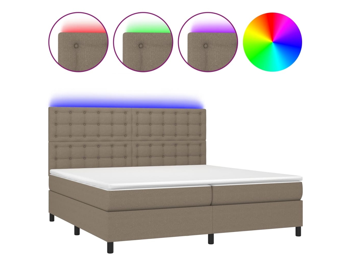 Maison Exclusive - Cama Box Spring Colchón Y Luces Led Tela Gris Taupe 200x200 Cm