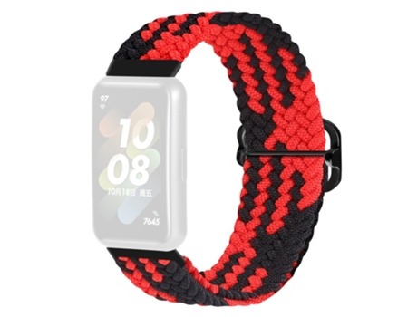 Correa de tela tejida hebilla trenzada para Huawei Band 7 - rojo/negro