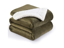 Rebe-manta Antiparras Reversible Sherpa Flannel Suave Microfibra 152x203 Cm Verde Oliva Militar