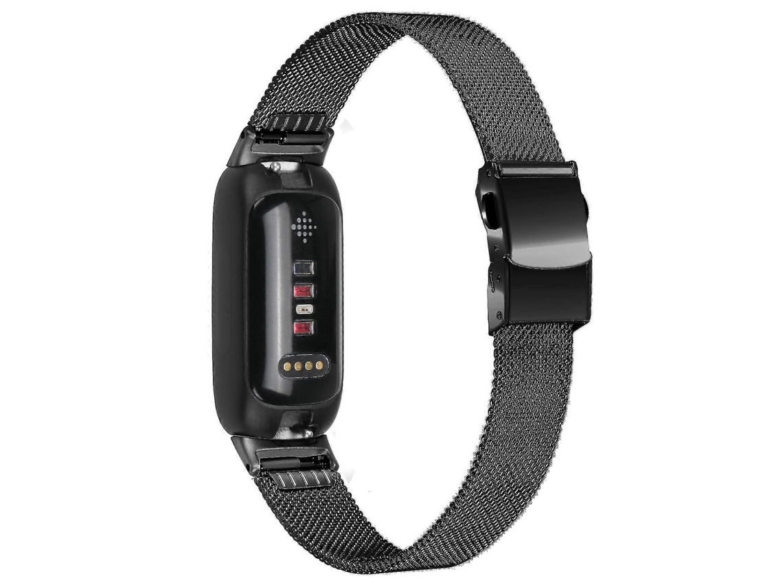 Correa de repuesto para reloj inteligente Fitbit Inspire 3, correa de repuesto de acero inoxidable con hebilla milanesa negra Ly Ebike