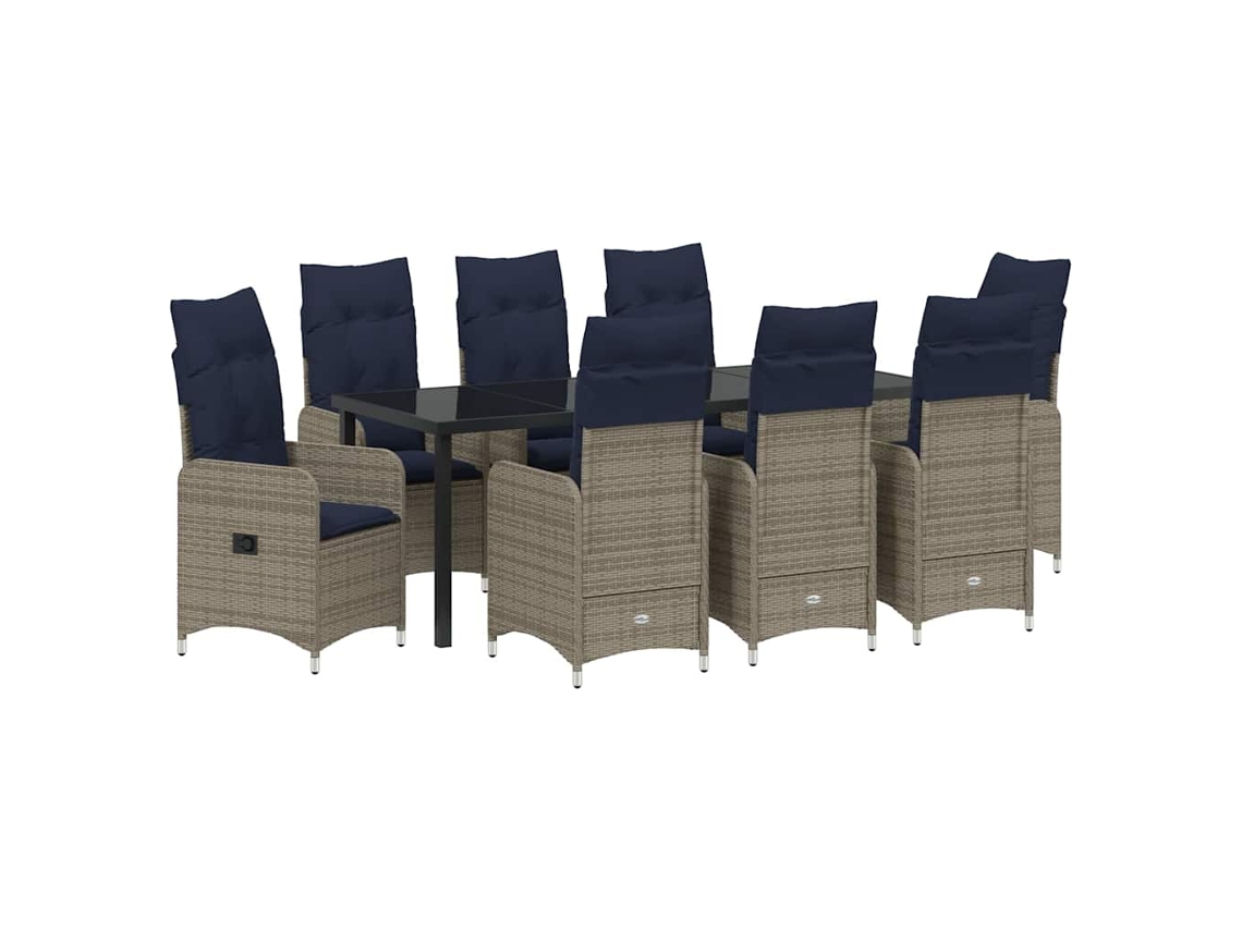 Maison Exclusive - Conjunto De Comedor De Jardín 9 Pcs Negro Ratán Sintético