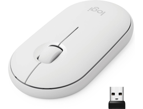 Ratón LOGITECH M350 Pebble (Bluetooth - Regular - 1000 dpi - Blanco)