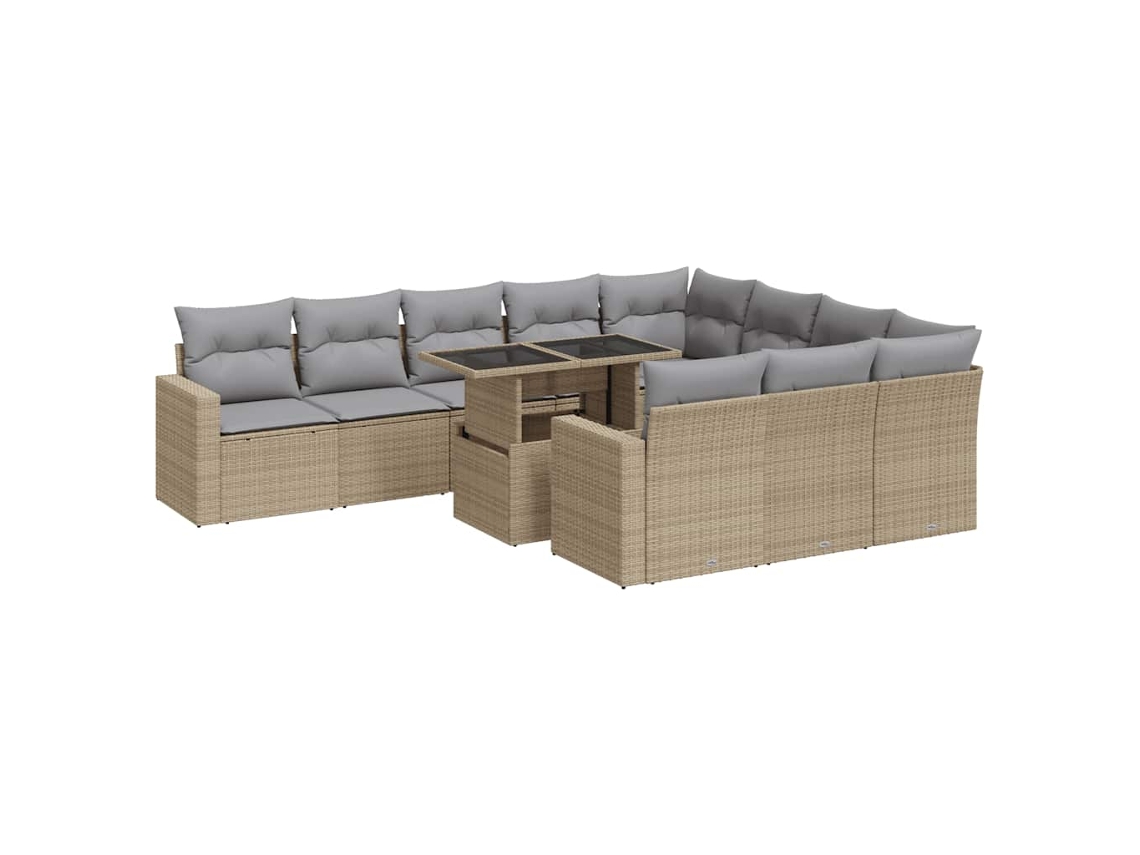 Maison Exclusive - Set De Sofás De Jardín 11pzas Con Cojines Ratán Sintético Beige