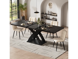 Mesa Extensible De Madera, 120-160 Cm, Negra, 6 Piezas.