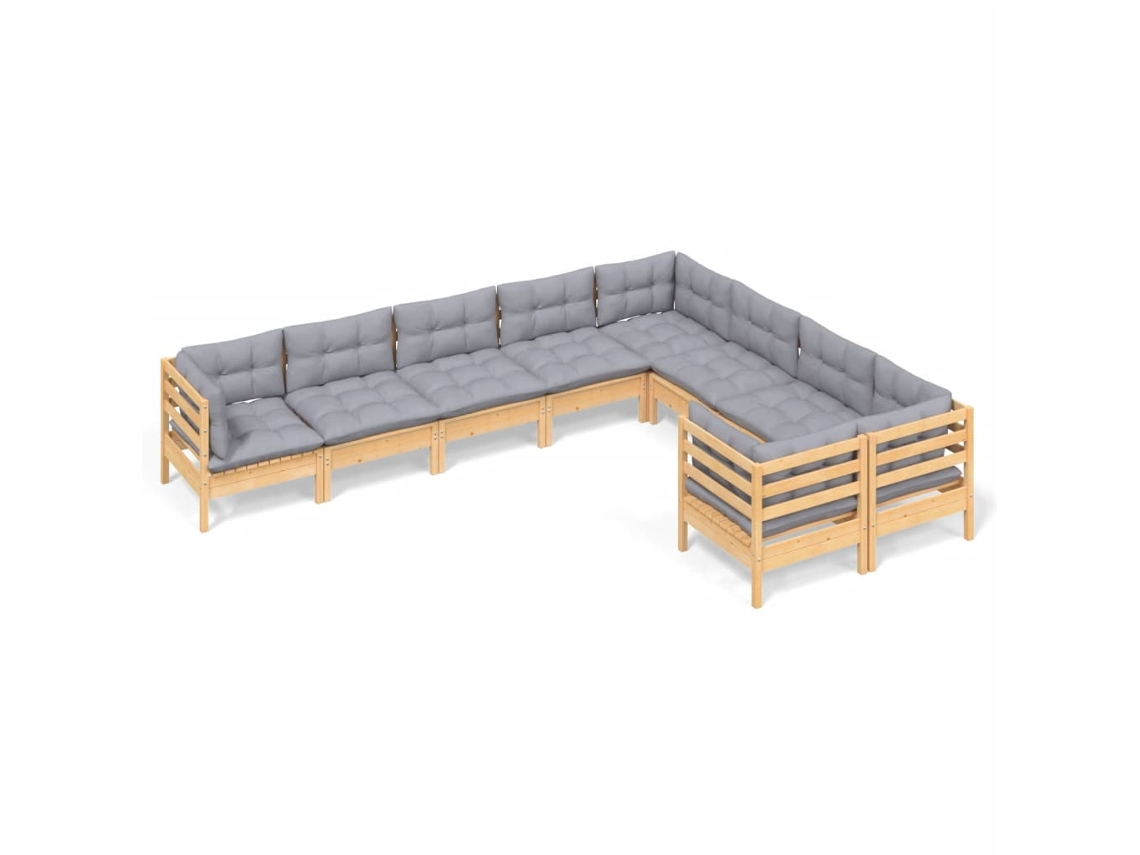 Maison Exclusive - Juego De Muebles De Jardín 9 Pzas Y Cojines Madera De Pino