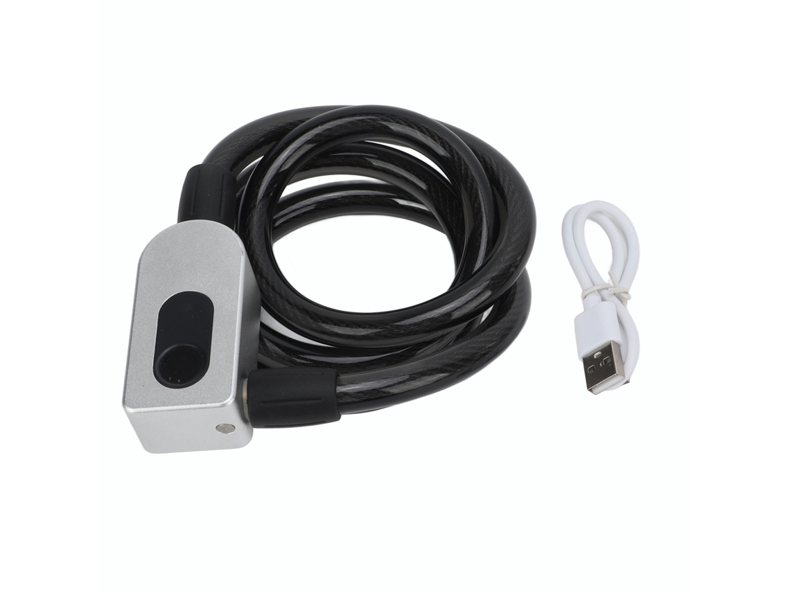Candado de seguridad para bicicleta con cable y huella dactilar inteligente, desbloqueo por Bluetooth, antirrobo, impermeable, recargable por USB.
