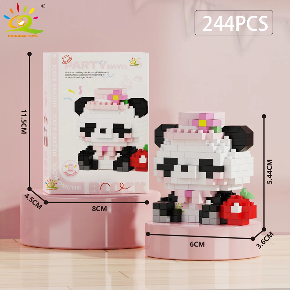 Fofo Panda Miniaturizado En Bloques De Montar, Modelo 3d Diamante, Brinquedo Faça Você Mesmo
