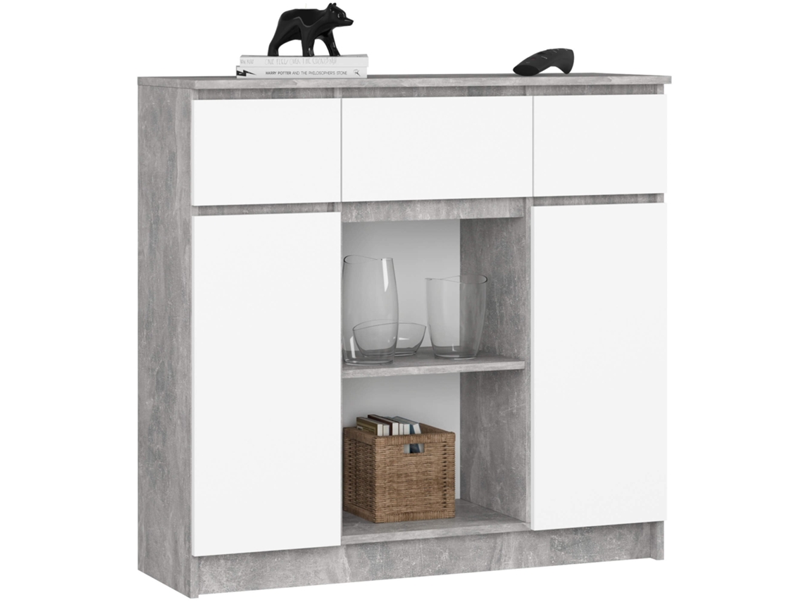 Cómoda Sonoma de roble, 100 cm, con 6 cajones y cierres, AKORD FURNITURE FACTORY