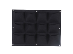 Bolsa de cultivo vertical con 12 bolsillos, biodegradable, negra.