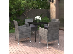 Juego de comedor de jardín de 5 piezas con base de mimbre y cojines de cristal de DKD Home Decor
