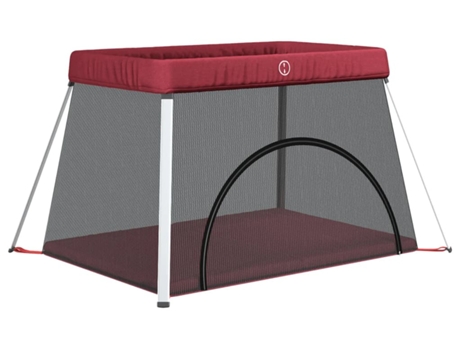 Parque infantil para bebés con colchón tela lino rojo VIDAXL