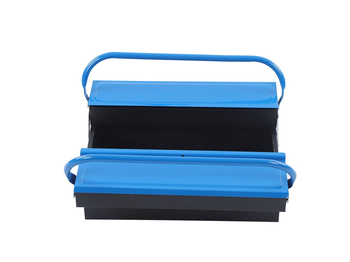 Caja de herramientas con pasamanos (dos niveles, tres estantes, plegable)
