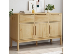 Aparador | Mueble De Comedor | Buffet Floro Madera Maciza De Pino Marrón Cera 114x43x74 Cm Wsd727230