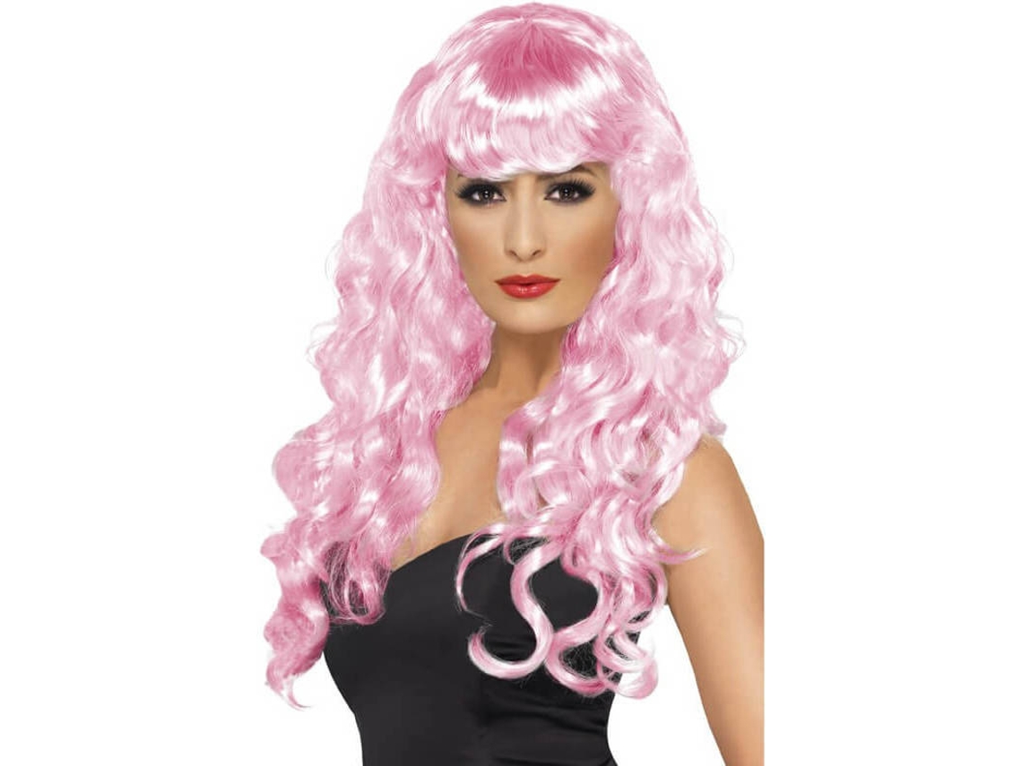 Peluca DISFRAZZES Rosa Rizada Con Flequillo (Talla: Talla Universal)