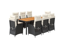 Maison Exclusive - Set De Comedor De Jardín 9 Pzas Y Cojines Ratán Sintético Negro