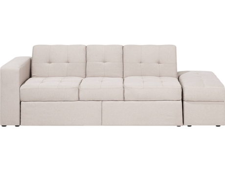 Sofá Cama con Reposapiés Falster (Beije - Poliéster -94x210x71 cm)