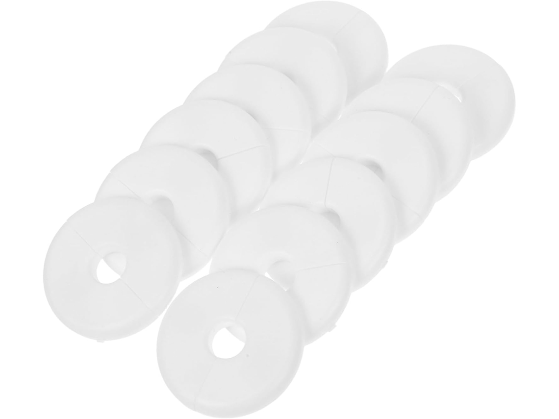 12 Unidades, Tapa Redonda De 10 Mm Para Tubería Dividida, En Abs Blanco, Autoadhesiva, Para Fontanería.