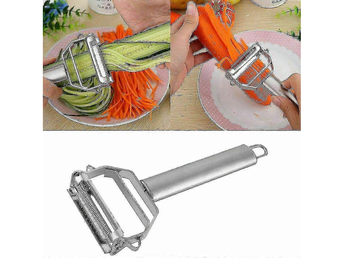 Pelador de frutas multifuncional de acero inoxidable con doble cortador
