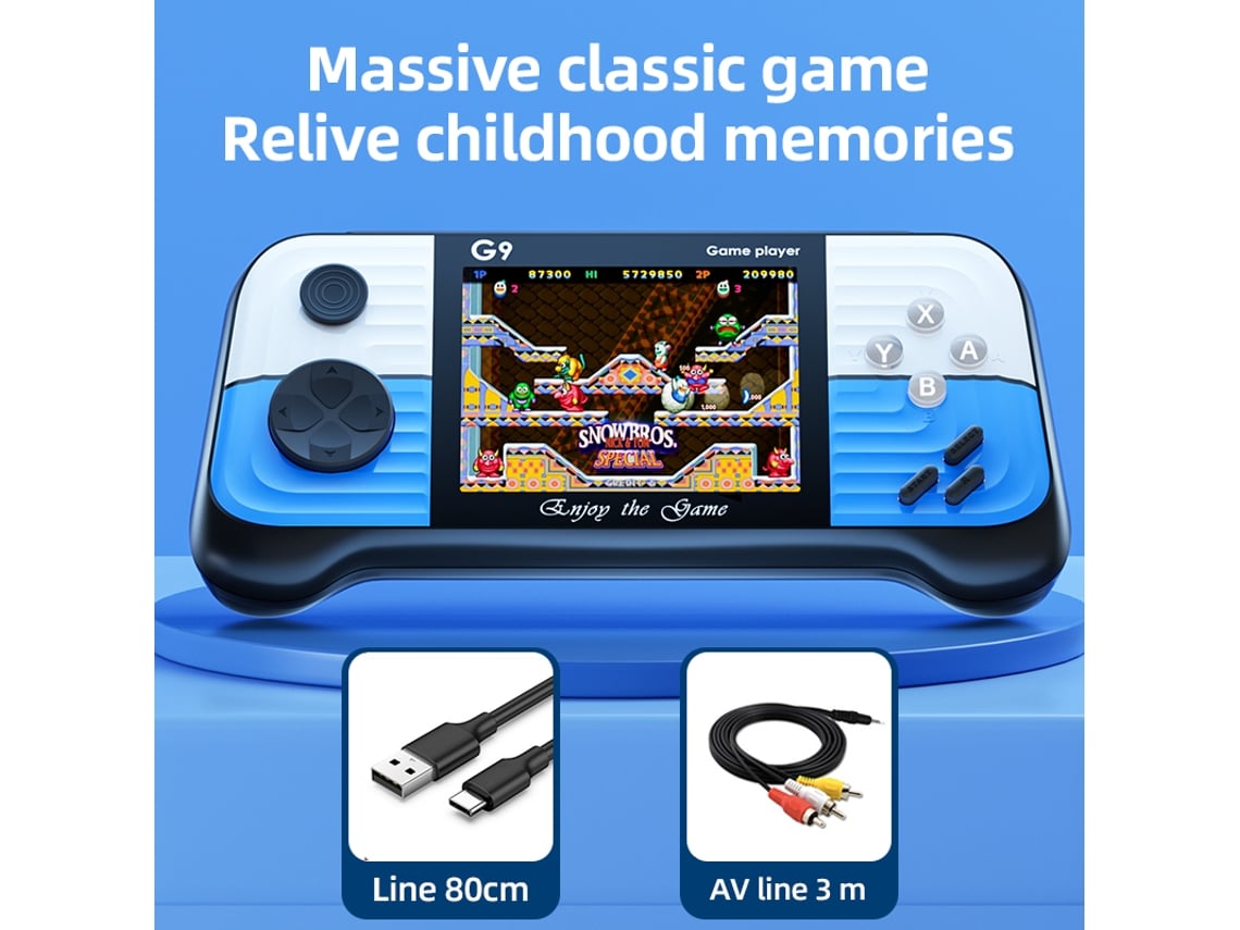 Mini consola arcade retro G9, 666 en 1, mini estilo retro azul Sfushos