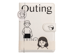 Cuaderno A5 de piel sintética beige con cierre magnético para mujeres y niñas.