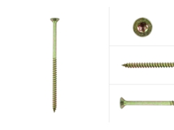 Tornillos Para Aglomerado Galvanizado Amarillo 6 X 100 Mm Torx 30 Con Punta Perforadora Caja De 100 Piezas WOVAR
