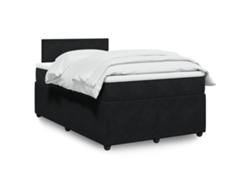 Cama Box Spring Con Colchón Terciopelo Negro 120x190 Cm
