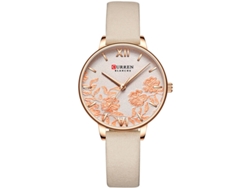 Reloj De Cuarzo Con Correa De Cuero Dorado, Esfera Elegante Y Sencilla, Estilo Femenino.