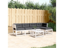 Conjunto de sofás de jardín DKD Home Decor con cojines de pino macizo blanco