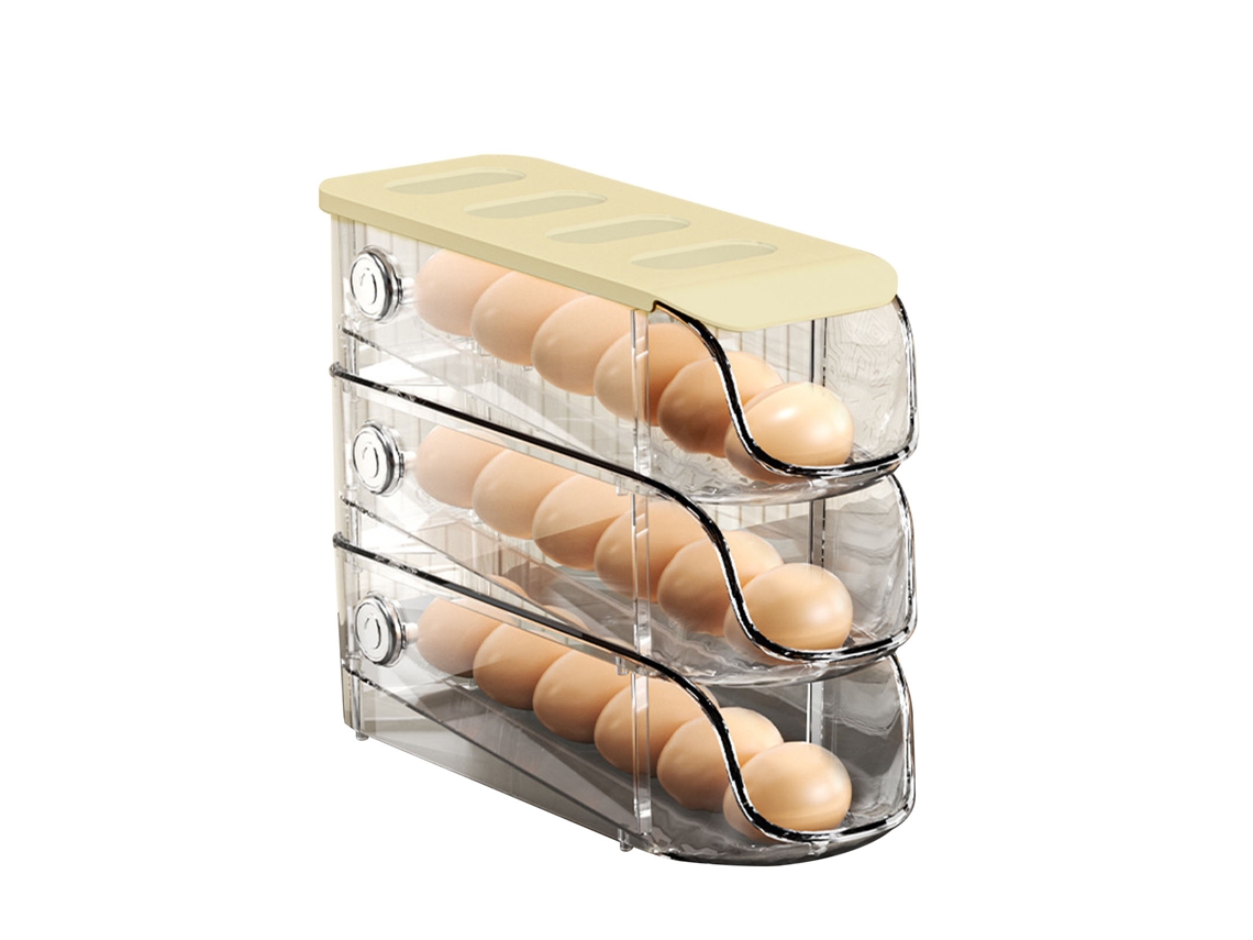 3 Recipientes De Plástico Apilables Y Autoenrollables Para Huevos, Ideales Para El Refrigerador Y Para El Hogar.