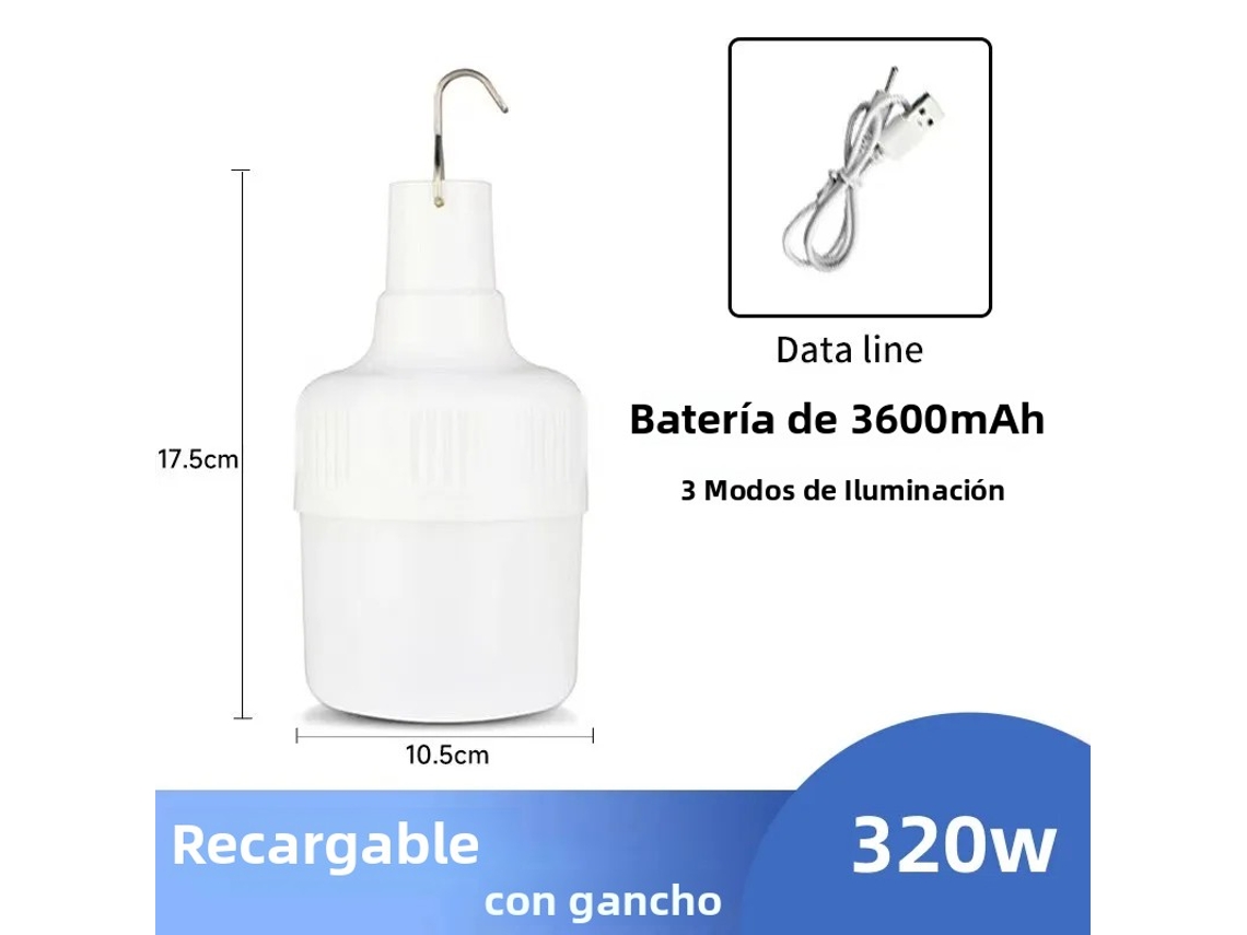 Luz Led Portátil , Luz de Emergência Recarregável Via Usb MDUG (320 W)