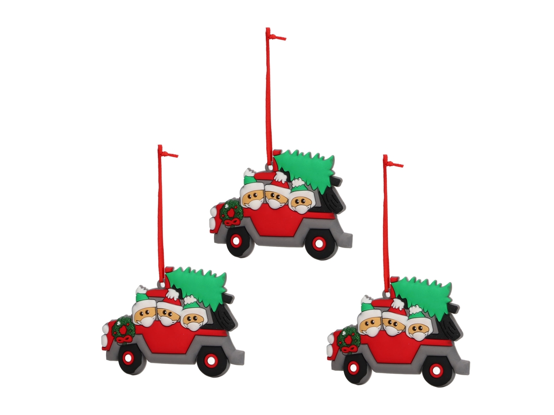 3 Adornos Colgantes Para Árbol De Navidad En Pvc Con Diseño Navideño Personalizado X2171