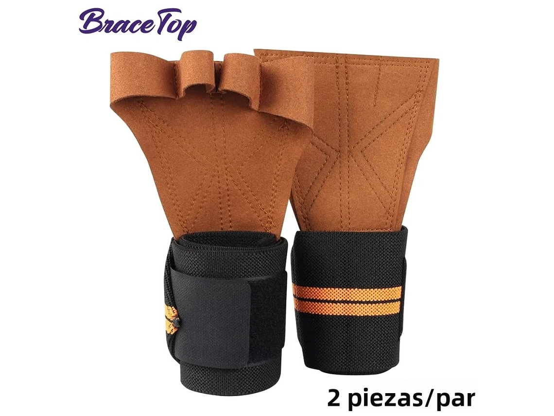 1 par de guantes de entrenamiento para levantamiento de pesas, deportes, fitness, culturismo y gimnasia. Guantes para manos y muñecas Mdug (marrón L).