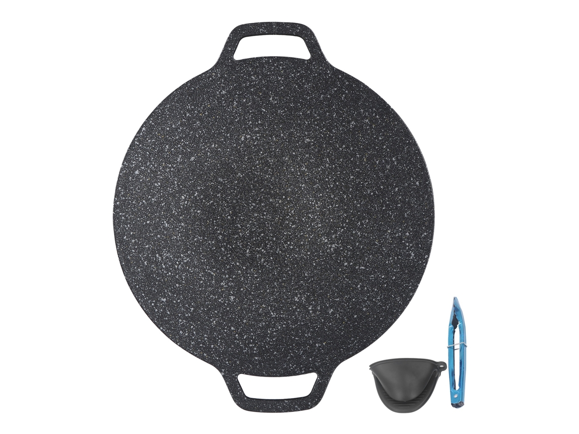 Sartén redonda coreana para barbacoa de 30 cm, fácil de limpiar.