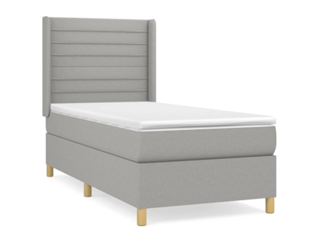 vidaXL Cama con somier y colchón 90x190 cm tela gris claro
