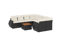 Maison Exclusive - Set De Sofás De Jardín 8 Piezas Y Cojines Ratán Sintético Negro