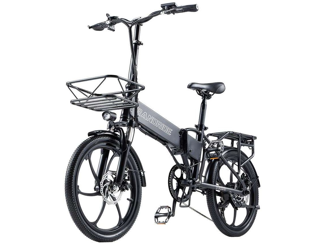 Bicicleta Eléctrica Plegable RANDRIDE Ya20 350W 12.8Ah con Doble Disco de Freno y Cesta