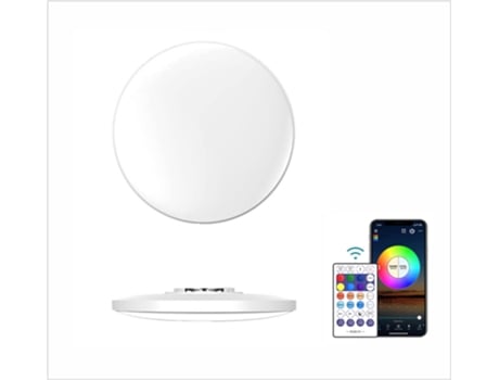 Plafón de techo Led, Iluminación multifunción, regulable 30W CCT RGB WiFi App control con tel. móvil mando a distancia. Blanco Ø30cm PAPUQ