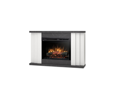 Chimenea LED eléctrica independiente PARIA 26' Blanco mate / mármol negro 120 x 75 x 27.5 OUTINFIRE
