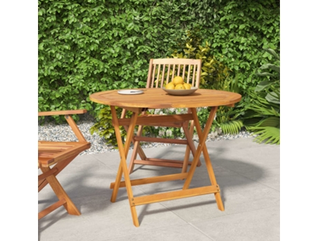 Mesa De Jardín VIDAXL Marrón Madera de acacia (Ø 90x75 cm)