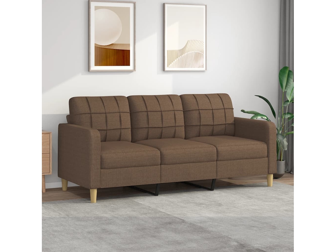 Sofá De 3 Plazas | Sofá De Salón | Sofá De Descanso De Tela Marrón 180 Cm Wsd747808