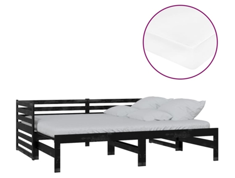 Sofá cama VIDAXL Negro Madera (203.5x185x68.5 cm)