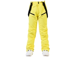 Pantalones de esquí unisex, cálidos, resistentes al viento y al agua, con correas ajustables y desmontables, amarillo, L