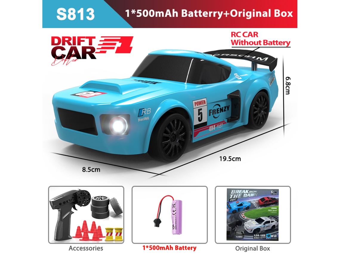 Coche RC 4x4 2.4G con luz LED, modelo profesional Drift GTR AE86, color azul, ideal para carreras y regalo infantil. Aeuzwr
