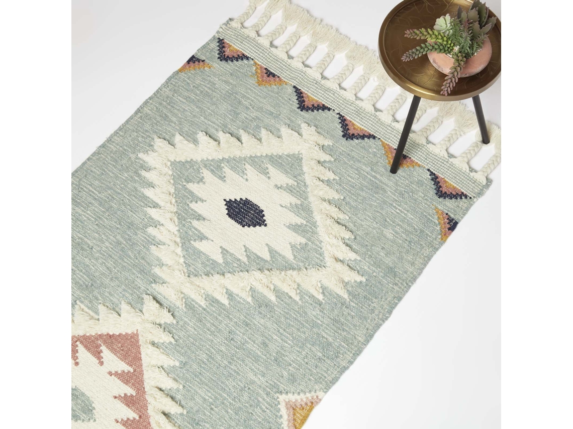 Homescapes Tenali Blue Kilim Wool Rug 120 X 170 Cm
