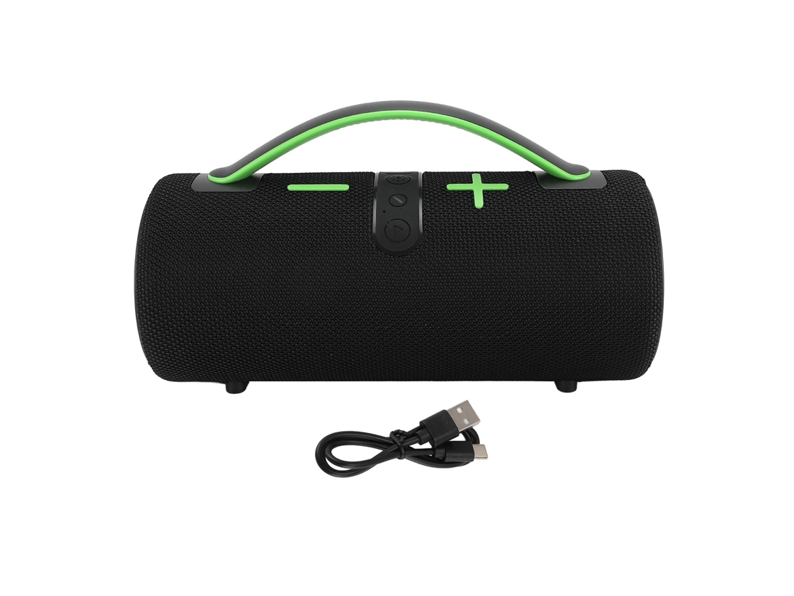 Alto-falante Bluetooth Portátil Com Luzes Rgb Ipx4 Resistente À Água Bt 5.3 Com Microfone Verde Preto
